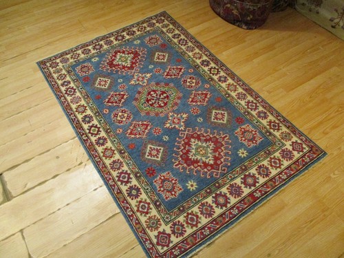 4x6 Afghan-Refugee CAUCASIAN VEGETABLE-DYE Handmade-Knotted Fine Wool Rug 586155 - Picture 5 of 12