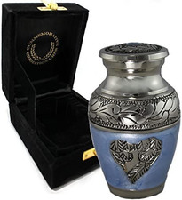 Blue Angel Handcrafted Angel Urn for Adult Male Ashes - Small Decorative Urn for