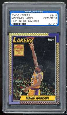 Magic Johnson Card 2000-01 Topps Reprint Refractor #mj8 PGS 10 GEM MT