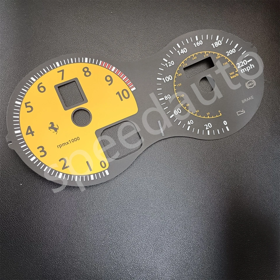 Ferrari  F430 Spider Instrument Cluster PLATE MPH Yellow Color - Image 2 of 3
