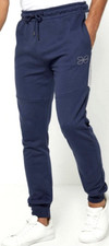 New Mens Crosshatch Helston Taped Joggers Navy Size S SALE
