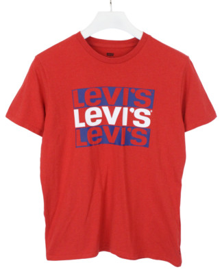 Levi's T-Shirt Herren Groß Kurzärmlig Rundhals Kragen Trikot Logo Rot