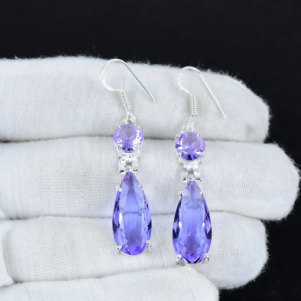 Pierre Précieuse Tanzanite Fait à la Main 925 Argent Sterling D Birthday Cadeaux - Photo 2/4