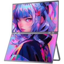 23.8" 100Hz Dual Screen Computer Portable Monitor 1080P Folding Adjustable Stand