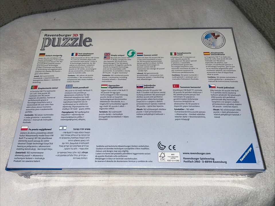 Ravensburger Puzzle 3D Volkswagen VW Bus Red T1 Surfer Edition 162 Pieces - Image 3 of 3