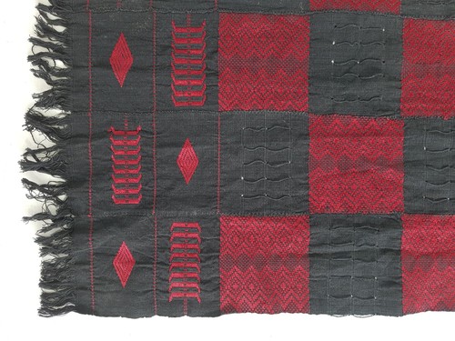 Vintage Traditional Handwoven Block Patterned Shawl/Stole 161x48cm - Picture 2 of 12
