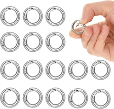 16 Pcs Spring O Ring Clip, Silver Key Ring, 1/2 Inch round Mini Snap