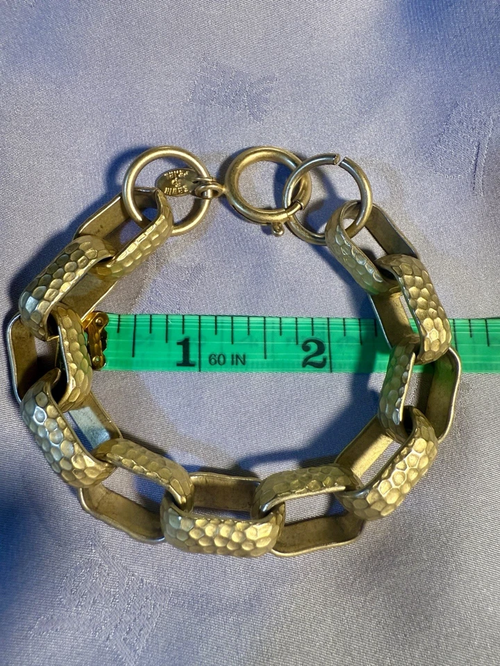 Vintage Erwin Pearl Fashion Bracelet Textured Chain Gold Tone - Image 2 of 4