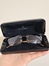 Chanel 4017 Rimless Geometric Silver Metal Sunglasses Purple Gradient Lens