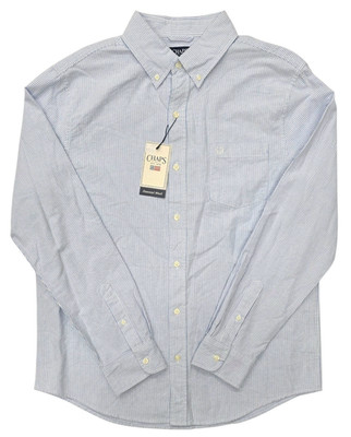 Chaps #11871 NEW Men's Striped Seacoast Wash 100% Cotton Oxford Woven Shirt