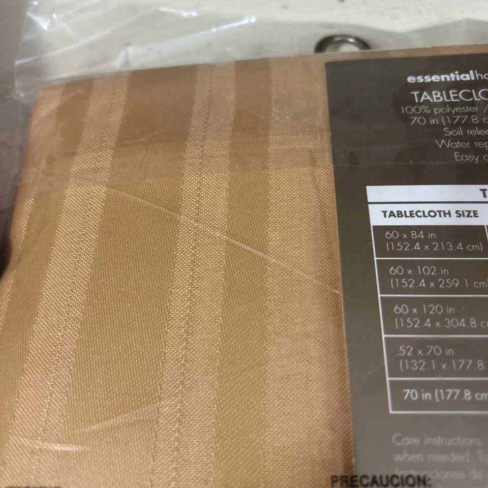 Set of 2 Microfiber Tablecloths – 60” Round – Spill-Proof, Easy Care Brown Gold - Image 3 of 4