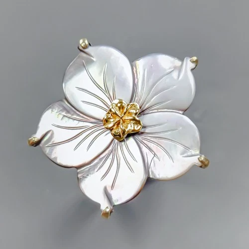 Fine Art jewelry Natural Shell Ring 925 Sterling Silver Size 6 /R433382