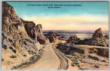 Vtg Linen Postcard Cedar Pass, Badlands National Monument Badlands, SD 1950s