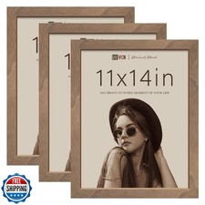 VCK 11x14 Brown Walunt Picture Frames 3 Pack, High-End Wood Wide Border Poste...