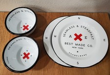 Lot Of 4 Seamless & Steadfast Enamelware Best Made Co. Camp Plates & Bowls
