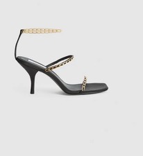 REISS MAGDA CHAIN HEELS IN BLACK/GOLD SZ EU 38/US 7.5 NWOB 190