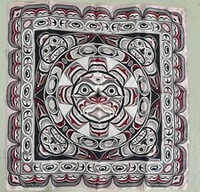 Vintage Eleanor Paine Skemo Canada Silk Scarf Indian Surface NW Coast 27  1980s