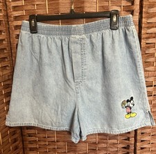 Vintage Mickey Unlimited Embroidered High Rise Denim Stretch Shorts Medium READ
