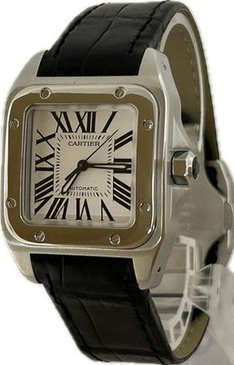 Cartier Santos 100 W20126X8 2878 Silver Automatic Unisex Watch Excellent++ A4945