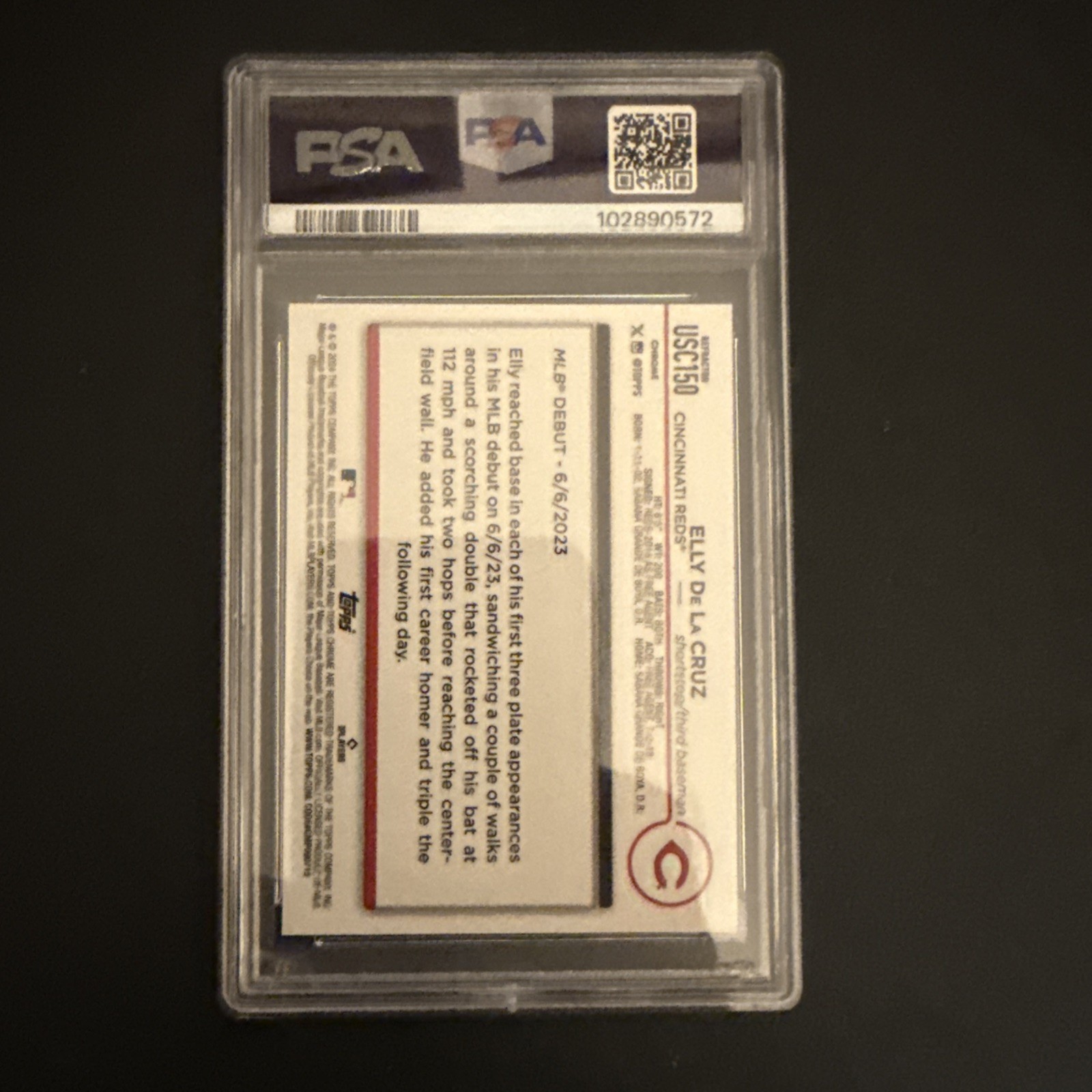 2024 Topps Chrome Update - Rookie Debut Refractor #USC150 Elly De La Cruz PSA 10 view 2