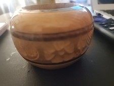Beautiful Handcrafted Turned Wood Bowl Vase Etched Flower
