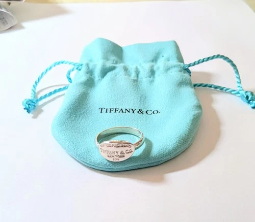 PLEASE RETURN TO TIFFANY & Co 925 Silver Oval Signet Band Ring Vintage Rare 8.5