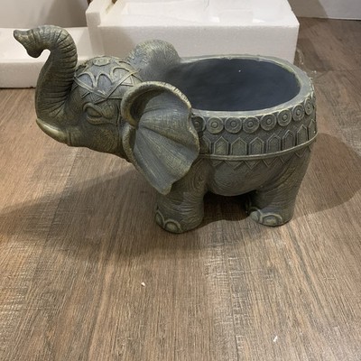 Elephant Resin Med Sz Planter Designed for Collections Etc New / Open Box