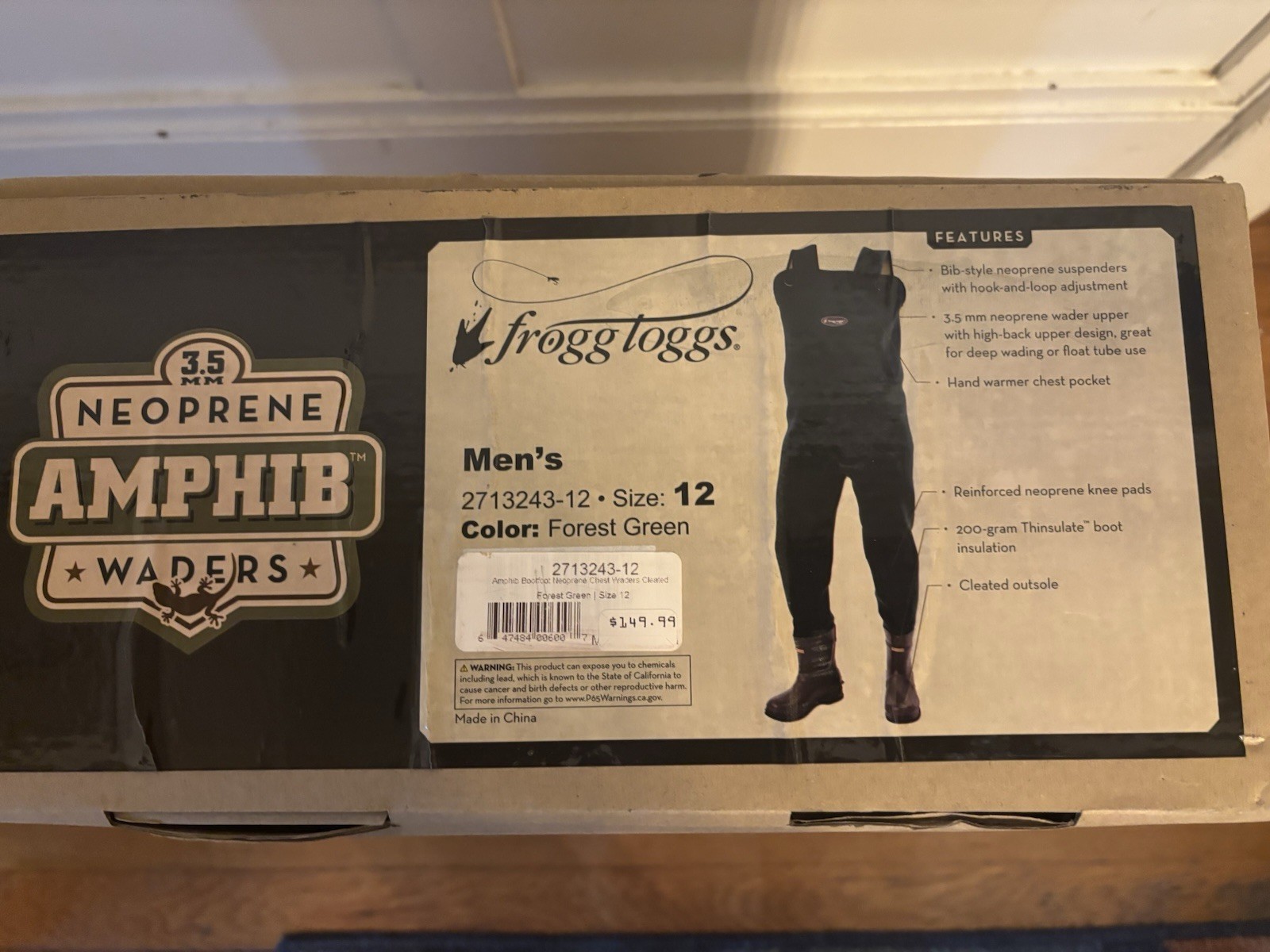 frogg toggs Neoprene Chest Waders Men&rsquo;s Size 12 Forest Gre
