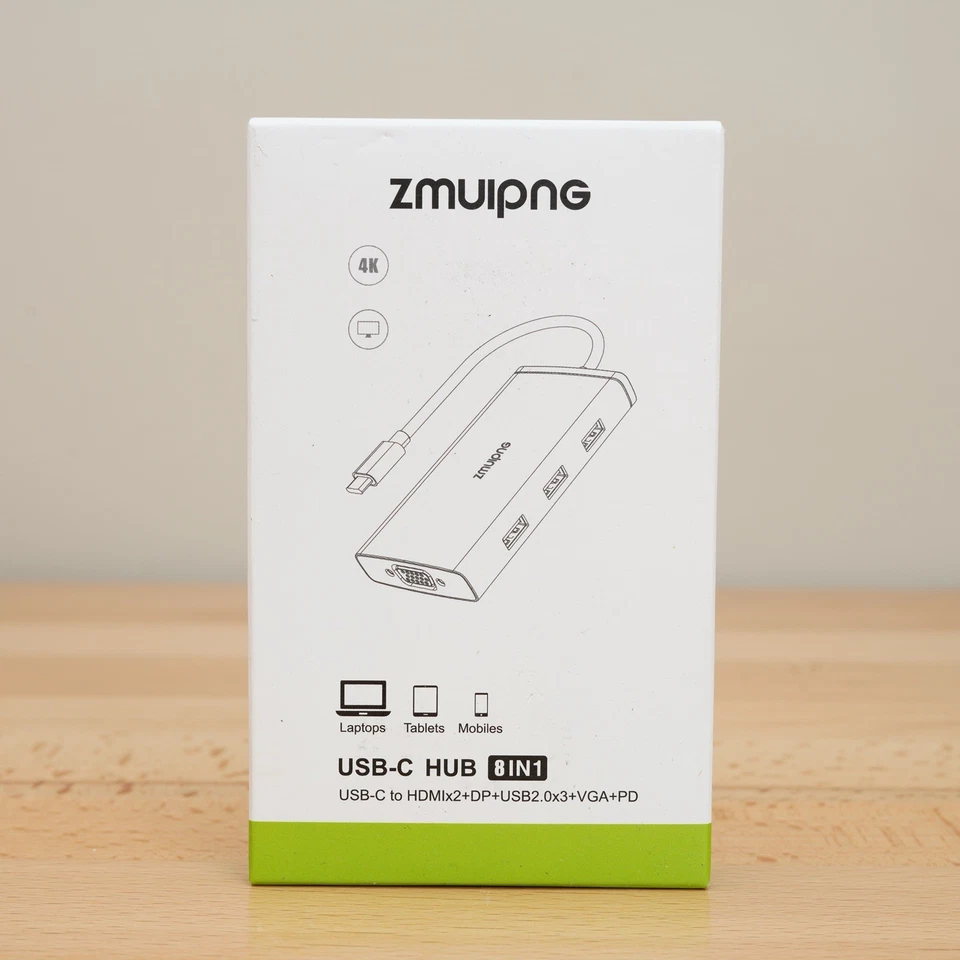 Zmuipn USB-C Docking Station 8-in-1 Dual HDMI DP USB 3.0 Hub for Laptop - Image 2 of 4
