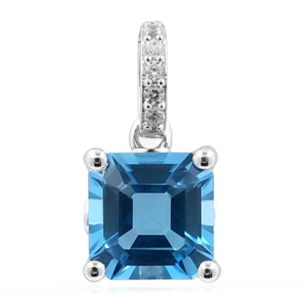 Cavill SilberanhäNger 2,7Ct Topas Blau Zirkon Rhodiniert 925 Silber-image