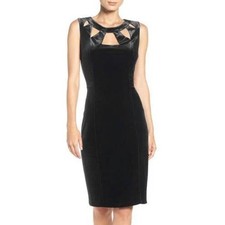 Eliza J Velvet Cutout Sleeveless Sheath Midi Dress Cocktail Party Black Size 6