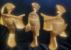 Rare Midcentury Gilt Cast Iron Japanese Set 3 Geisha Model Figurines Performing  — photo 5