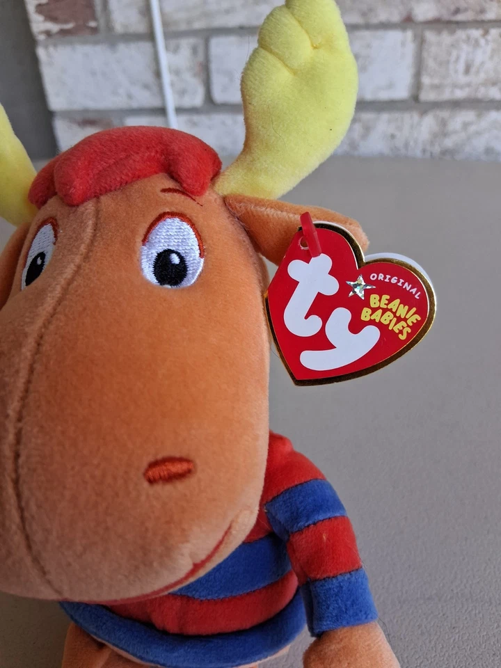 Peluche vintage 2004 TY Beanie Babies Backyardigans Tyrone Moose 8" con etiqueta Foto 2 de 4