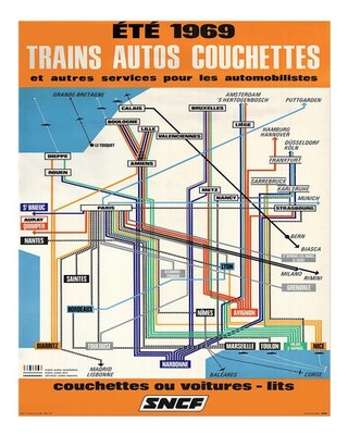 Retro Franz�sisches Reiseplakat Wandkunst Vintage SNCF Karte von 1969