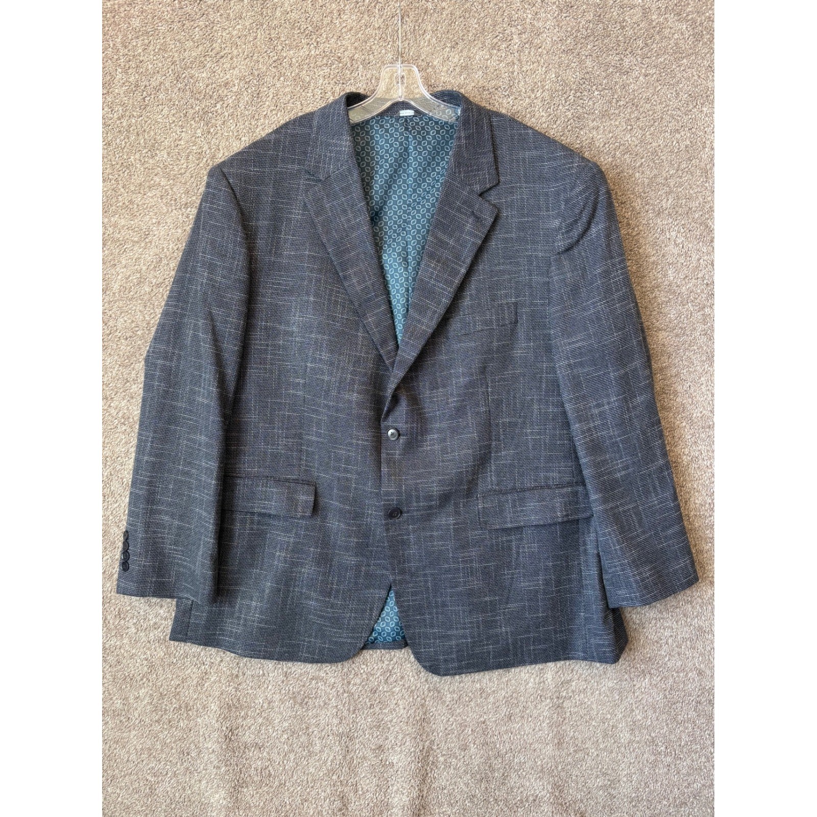 Oak Hill Mens 2XLT Blazer Jacket Charcoal Grey Textured Two Button 50L 52L Tall