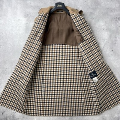 Aquascutum Duffle Coat Club Check Wool Camel Women's US SIze S