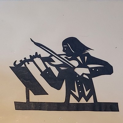 Violin Music Player Musician Paper Cutting Chinese Signed VTG Hou-tien Cheng