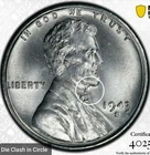 1943-S LINCOLN STEEL WHEAT CENT 1C PCGS MS65 "DIE CLASH"