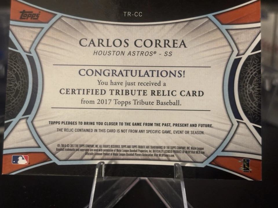 2017 Topps Tribute #TR-CC Carlos Correa Tribute Relics Jersey /99 Astros - Image 3 of 3
