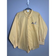 Vintage 2001 Looney Tunes Bugs Bunny Sylvester Button Down Shirt Yellow Mens L