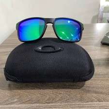Oakley Style Holbrook Matte Black Green Mirror Polarized Sunglasses UV400