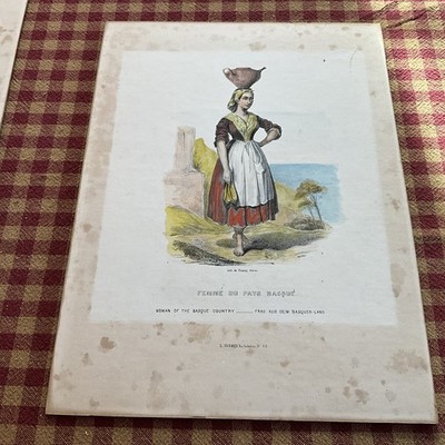 Woman Pays Basque Original Lithograph, Prosper St. Germain  1842 Curmer