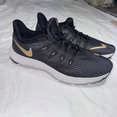 NEW Nike Women s Sneakers Quest Metallic Gold 7.5M Black Athletic Running Shoe