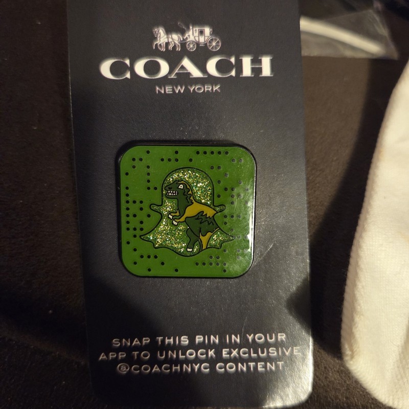 COACH x SNAPCHAT QR Code Rexy Dinosaur  Pin LIMITED EDITION 🦖