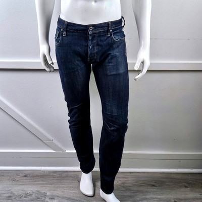 G-Star RAW Arc 3D Slim Mens Button Fly Dark Wash Indigo Twisted Seam Jeans 30x32