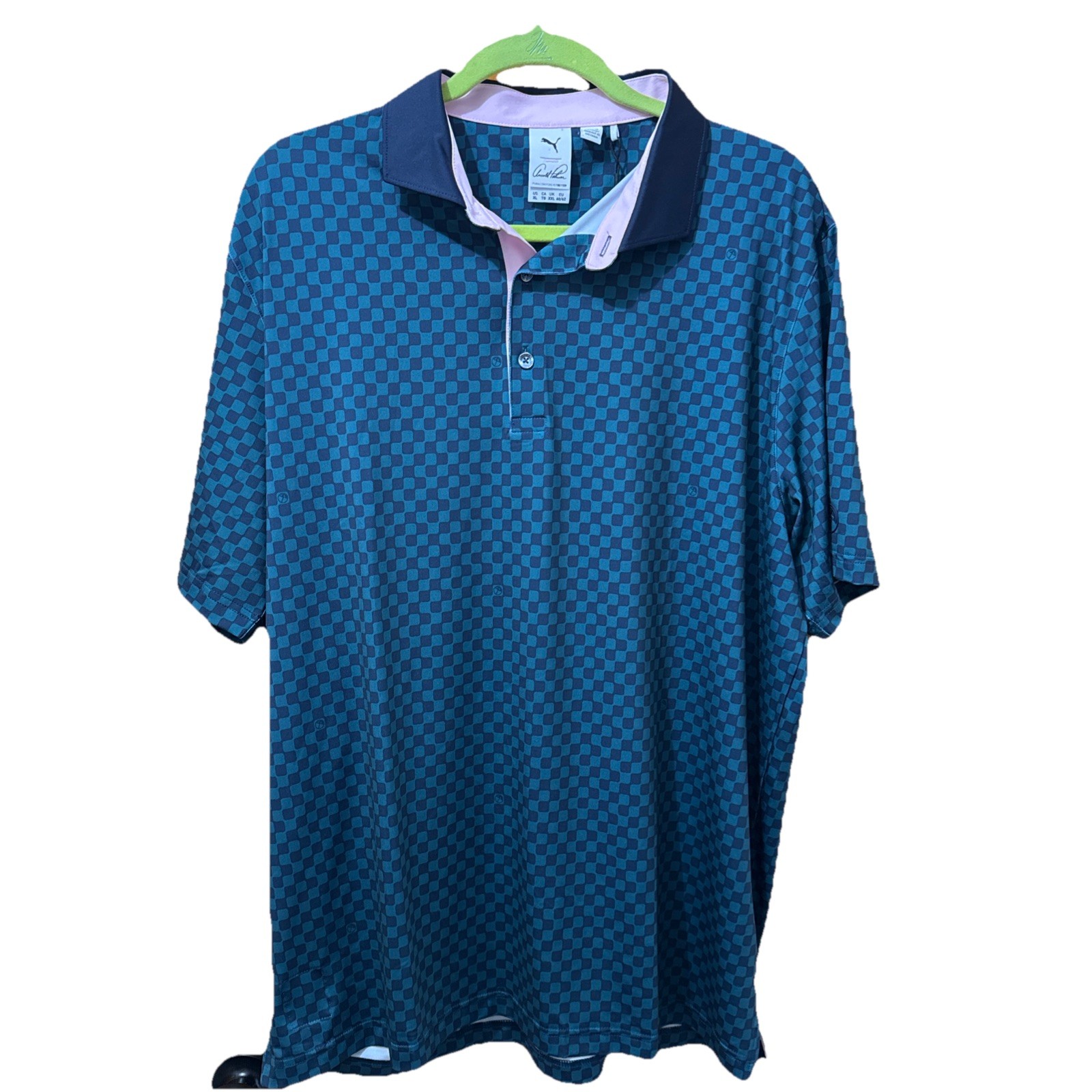 Puma X AP Mattr Checkered Cold Green/Deep Navy Shirt Men Size Extra Large 