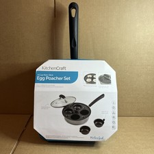 KitchenCraft 4 cup non stick Egg Poacher set  21cm - Silver brand new 