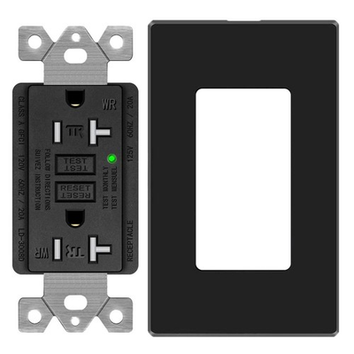 #ad GFI GFCI Outlet 20 Amp Ground Fault Circuit Interrupter Tamper Resistant Black $9.57