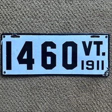 1911 VERMONT Porcelain License plate-    VT  #1460