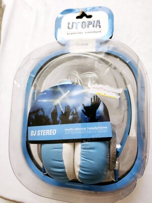 Blue White Iwave Utopia Stereo On-Ear Corded Multidevice Headphones